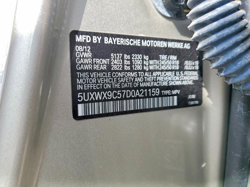 Auction sale of the 2013 Bmw X3, vin: 5UXWX9C57D0A21159, lot number: 47621856