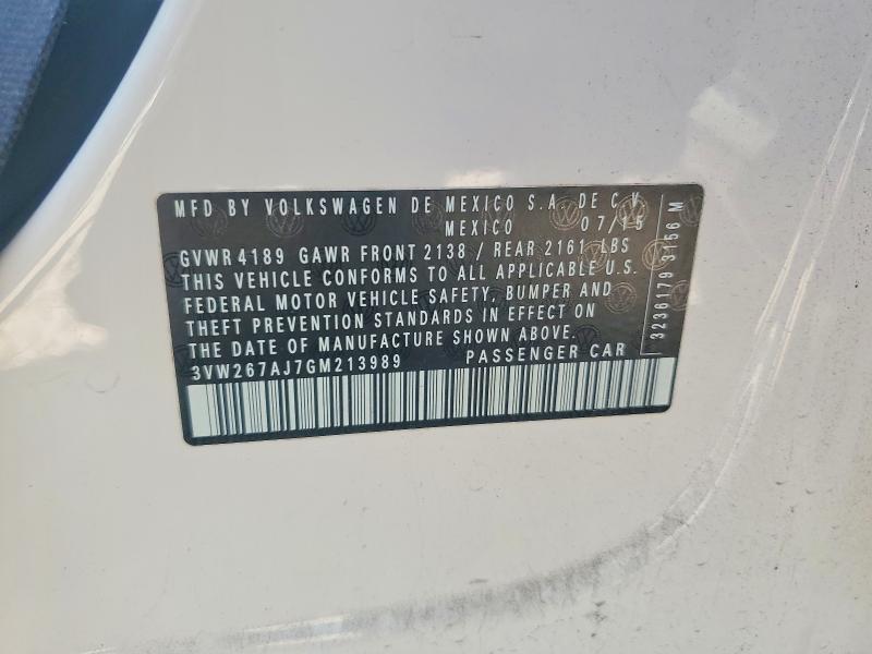 45803176 :رقم المزاد ، 3VW267AJ7GM213989 vin ، 2016 Volkswagen Jetta مزاد بيع