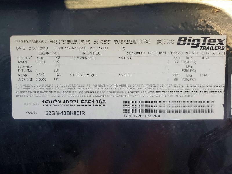 Продаж на аукціоні авто 2020 Bigtx Trailer, vin: 16VGX4027L6061290, номер лоту: 78878585