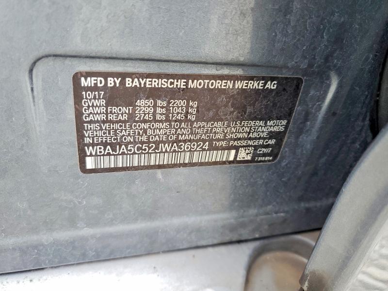 78621765 :رقم المزاد ، WBAJA5C52JWA36924 vin ، 2018 Bmw 530 مزاد بيع