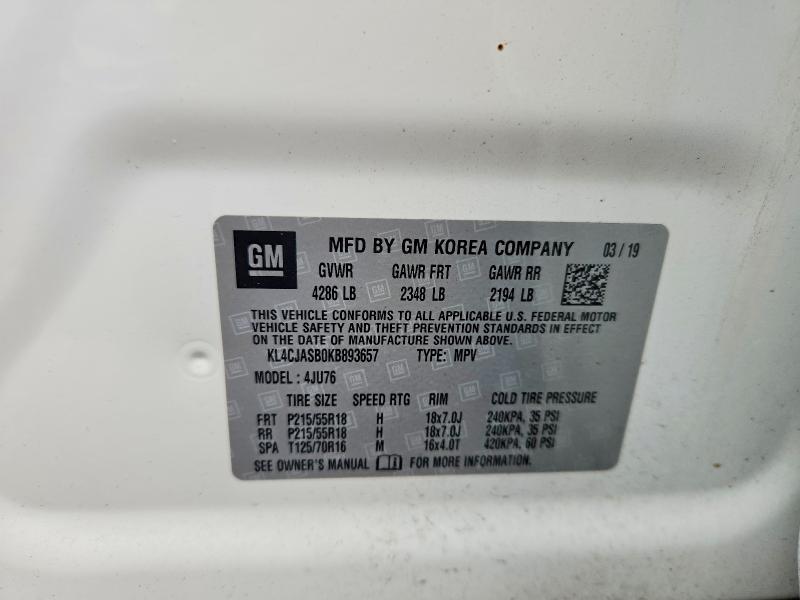 Продаж на аукціоні авто 2019 Buick Encore, vin: KL4CJASB0KB893657, номер лоту: 41949486