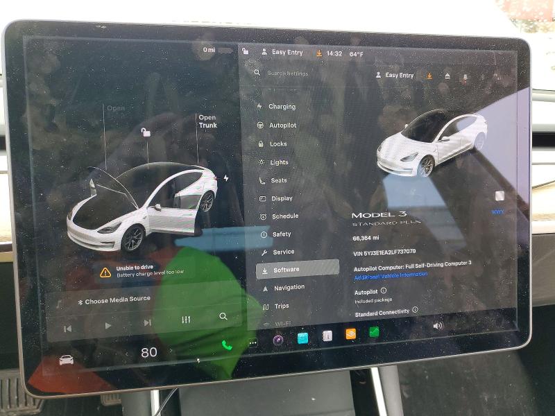 79765015 :رقم المزاد ، 5YJ3E1EA2LF737079 vin ، 2020 Tesla Model 3 مزاد بيع