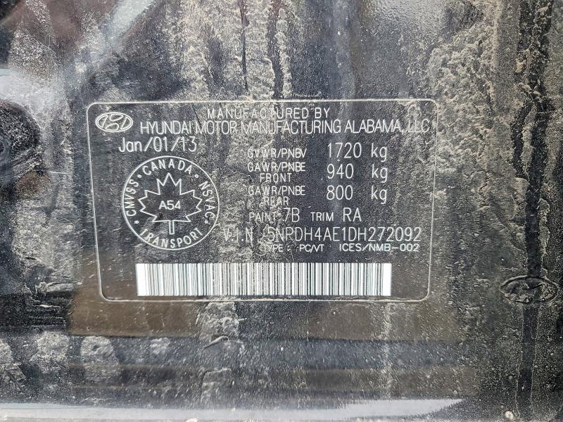 Aukcja sprzedaży 2013 Hyundai Elantra, vin: 5NPDH4AE1DH272092, numer aukcji: 47497766