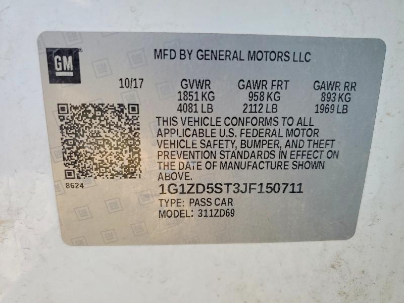 Aukcja sprzedaży 2018 Chevrolet Malibu, vin: 1G1ZD5ST3JF150711, numer aukcji: 47017756