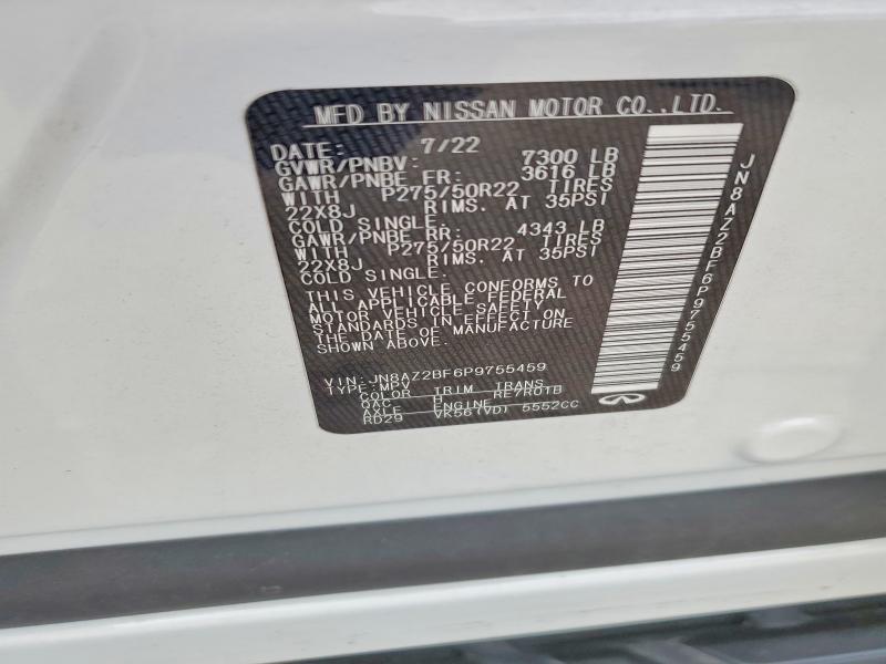 Aukcja sprzedaży 2023 Infiniti Qx80, vin: JN8AZ2BF6P9755459, numer aukcji: 41837546