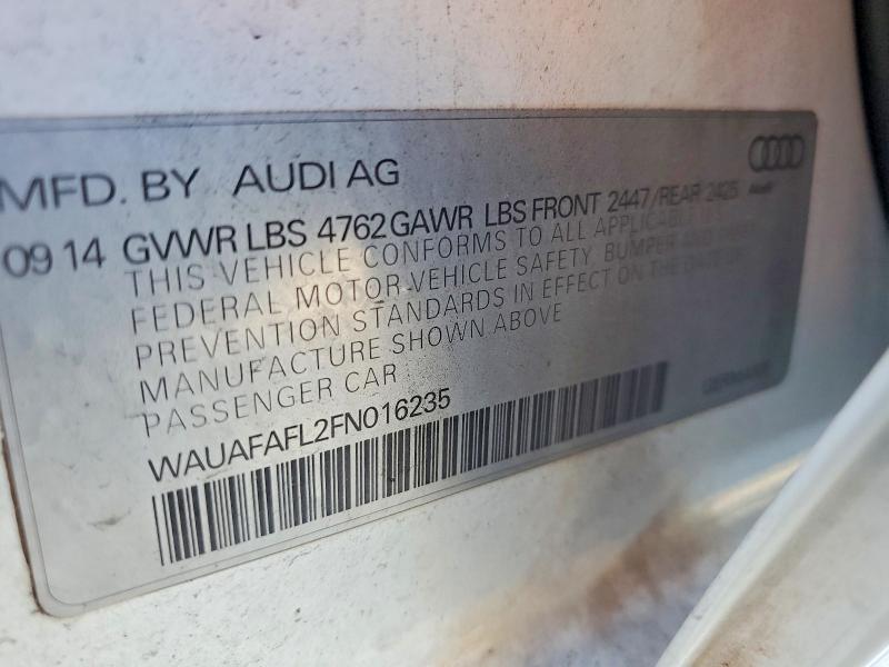 2015 Audi A4 მანქანა იყიდება აუქციონზე, vin: WAUAFAFL2FN016235, აუქციონის ნომერი: 79889545