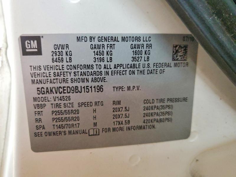 Продажа на аукционе авто 2011 Buick Enclave, vin: 5GAKVCED9BJ151196, номер лота: 45496346