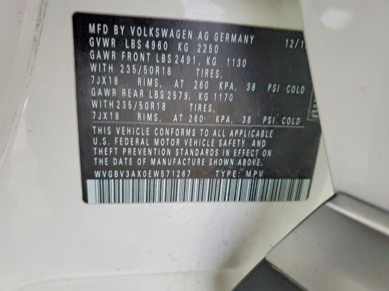 Продажа на аукционе авто 2014 Volkswagen Tiguan, vin: WVGBV3AX0EW571267, номер лота: 46409116