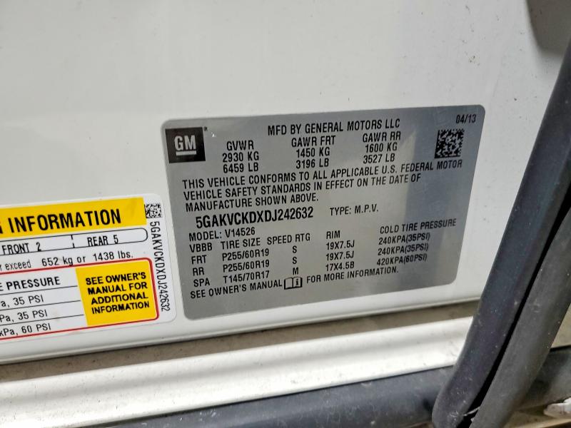 46678826 :رقم المزاد ، 5GAKVCKDXDJ242632 vin ، 2013 Buick Enclave مزاد بيع
