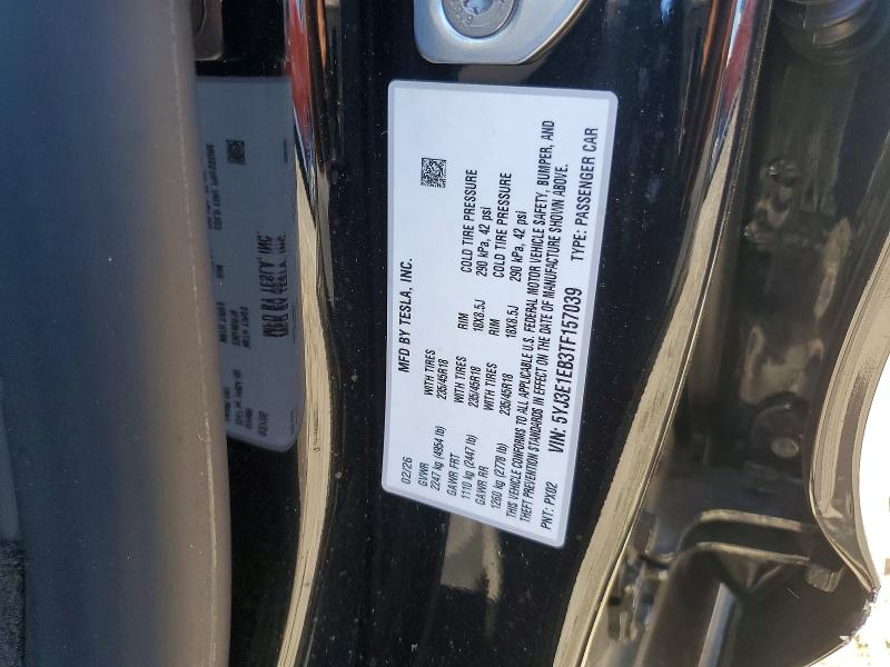 Продажа на аукционе авто 2026 Tesla Model 3, vin: 5YJ3E1EB3TF157039, номер лота: 47372316