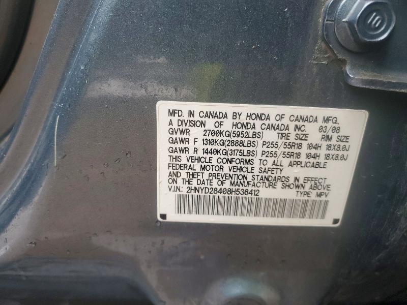 Aukcja sprzedaży 2008 Acura Mdx, vin: 2HNYD28408H536412, numer aukcji: 78789915