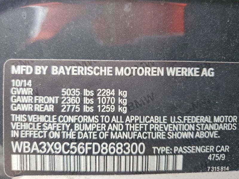 78562515 :رقم المزاد ، WBA3X9C56FD868300 vin ، 2015 Bmw 335 مزاد بيع