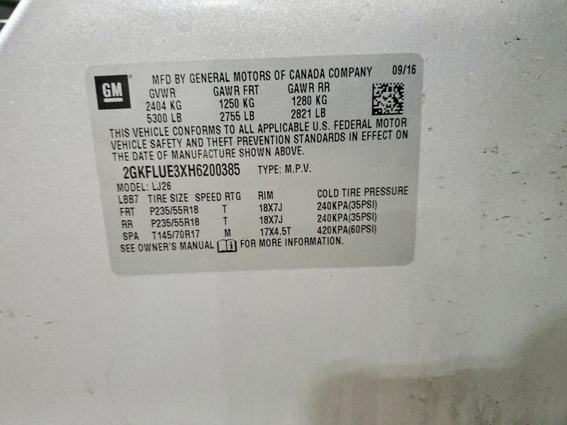 78979845 :رقم المزاد ، 2GKFLUE3XH6200385 vin ، 2017 Gmc Terrain مزاد بيع