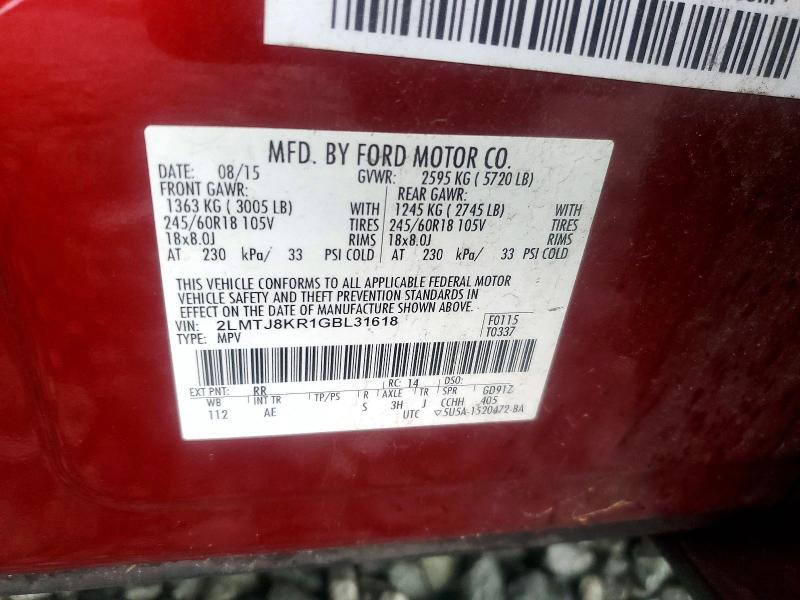 Продажа на аукционе авто 2016 Lincoln Mkx, vin: 2LMTJ8KR1GBL31618, номер лота: 46282506