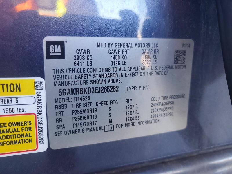 Продажа на аукционе авто 2014 Buick Enclave, vin: 5GAKRBKD3EJ265282, номер лота: 41616866