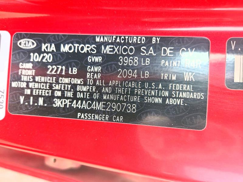Aukcja sprzedaży 2021 Kia Forte, vin: 3KPF44AC4ME290738, numer aukcji: 48206576