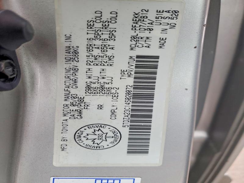 2004 Toyota Sienna მანქანა იყიდება აუქციონზე, vin: 5TDZA23C14S020072, აუქციონის ნომერი: 79369765