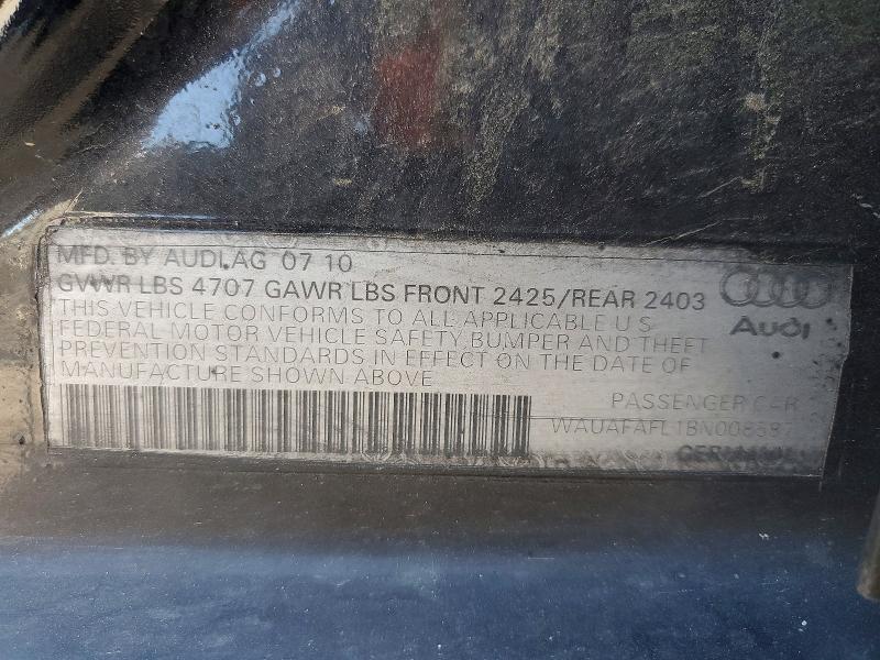 78994815 :رقم المزاد ، WAUAFAFL1BN008587 vin ، 2011 Audi A4 مزاد بيع