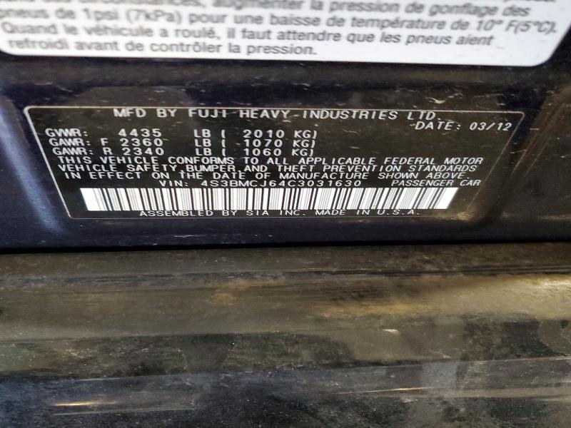 Aukcja sprzedaży 2012 Subaru Legacy, vin: 4S3BMCJ64C3031630, numer aukcji: 47037426