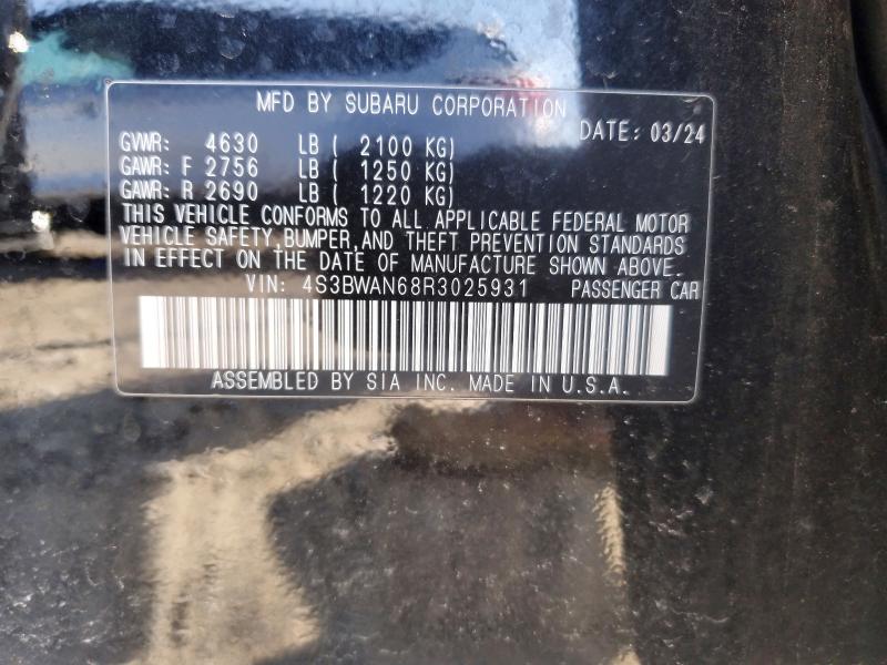 45763376 :رقم المزاد ، 4S3BWAN68R3025931 vin ، 2024 Subaru Legacy مزاد بيع