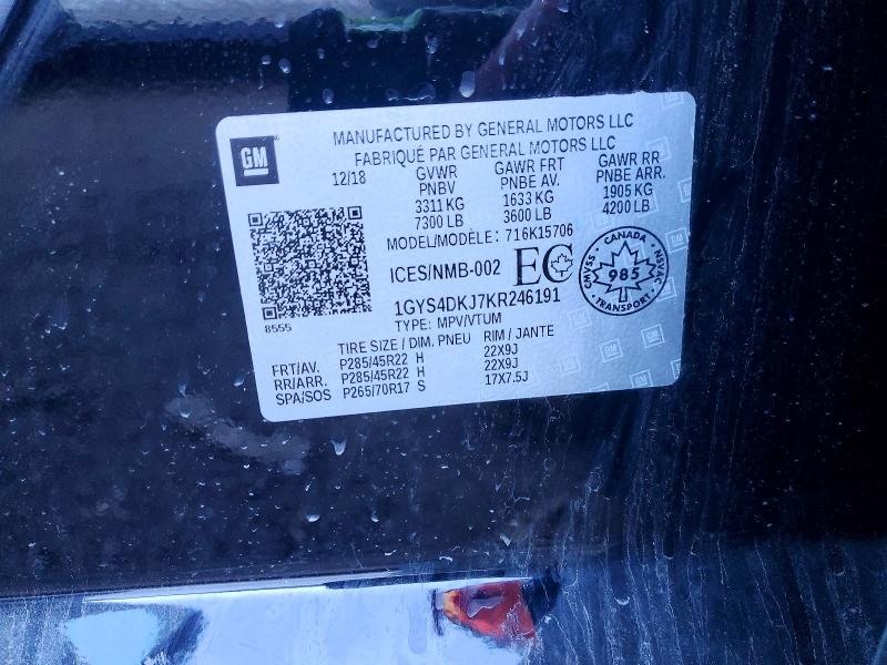 Auction sale of the 2019 Cadillac Escalade, vin: 1GYS4DKJ7KR246191, lot number: 47974366