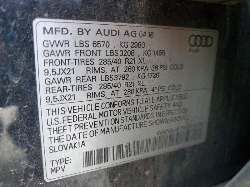 47230946 :رقم المزاد ، WA1VAAF71HD015716 vin ، 2017 Audi Q7 مزاد بيع