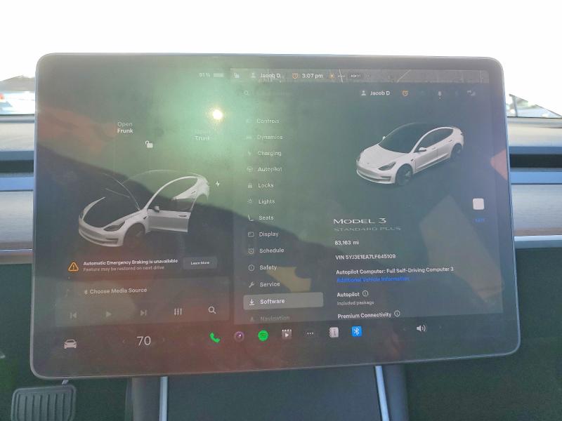 79046045 :رقم المزاد ، 5YJ3E1EA7LF645109 vin ، 2020 Tesla Model 3 مزاد بيع