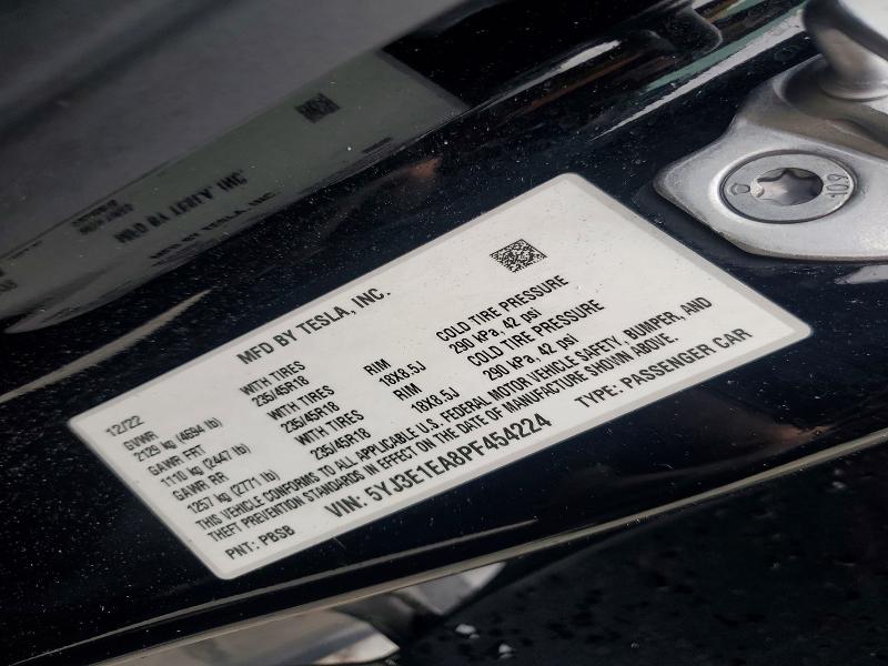 42004466 :رقم المزاد ، 5YJ3E1EA8PF454224 vin ، 2023 Tesla Model 3 مزاد بيع