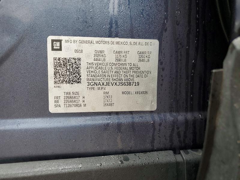 Aukcja sprzedaży 2018 Chevrolet Equinox, vin: 3GNAXJEVXJS638719, numer aukcji: 79809485