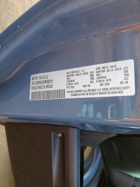 46298646 :رقم المزاد ، 3C6MRVJG6ME562151 vin ، 2021 Ram Promaster 3500 مزاد بيع