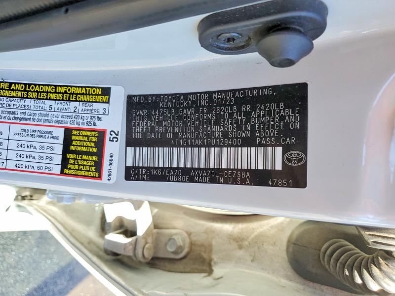 46887346 :رقم المزاد ، 4T1G11AK1PU129400 vin ، 2023 Toyota Camry مزاد بيع