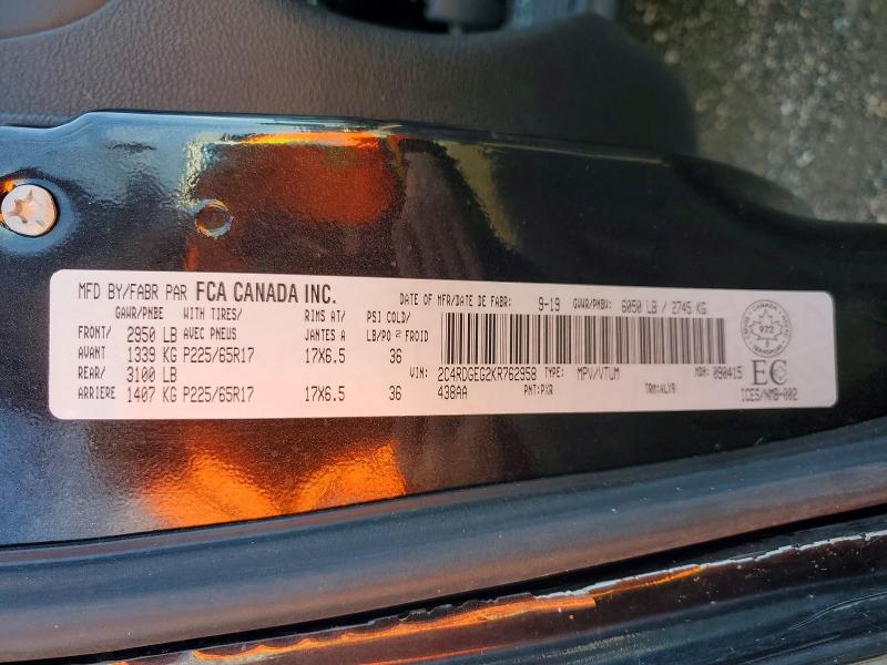 Продаж на аукціоні авто 2019 Dodge Grand Caravan, vin: 2C4RDGEG2KR762958, номер лоту: 78619625
