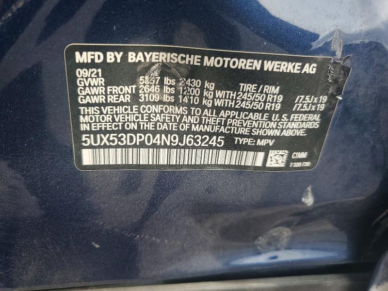 Продажа на аукционе авто 2022 Bmw X3, vin: 5UX53DP04N9J63245, номер лота: 48245646