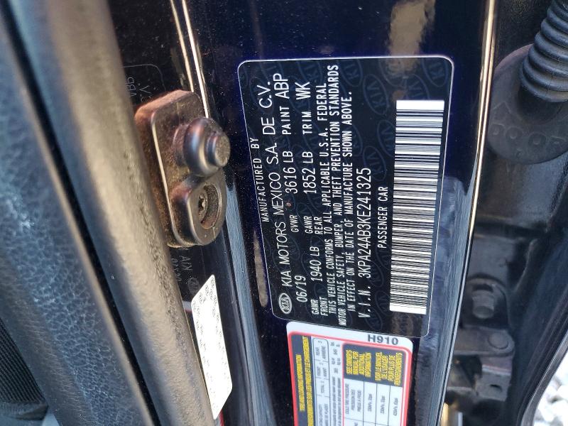 2019 Kia Rio მანქანა იყიდება აუქციონზე, vin: 3KPA24AB3KE241325, აუქციონის ნომერი: 46556926