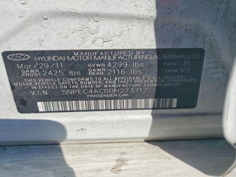 2011 Hyundai Sonata მანქანა იყიდება აუქციონზე, vin: 5NPEC4AC0BH273717, აუქციონის ნომერი: 79598185
