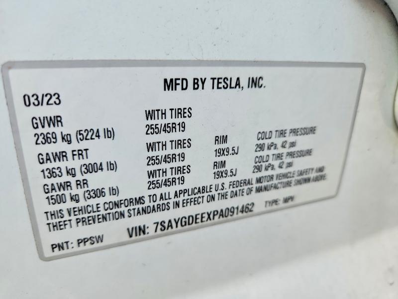 2023 Tesla Model Y მანქანა იყიდება აუქციონზე, vin: 7SAYGDEEXPA091462, აუქციონის ნომერი: 41660446