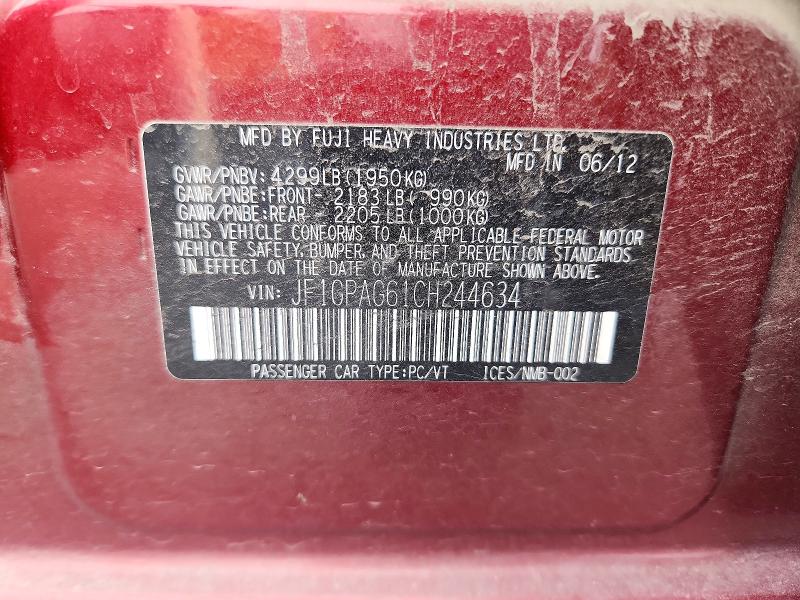 Продажа на аукционе авто 2012 Subaru Impreza, vin: JF1GPAG61CH244634, номер лота: 48120296