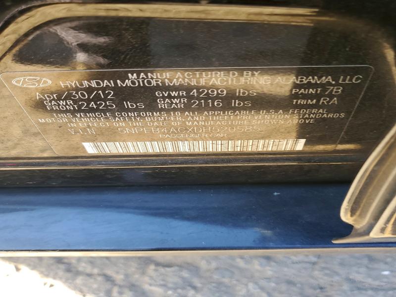 79801875 :رقم المزاد ، 5NPEB4ACXDH520585 vin ، 2013 Hyundai Sonata مزاد بيع