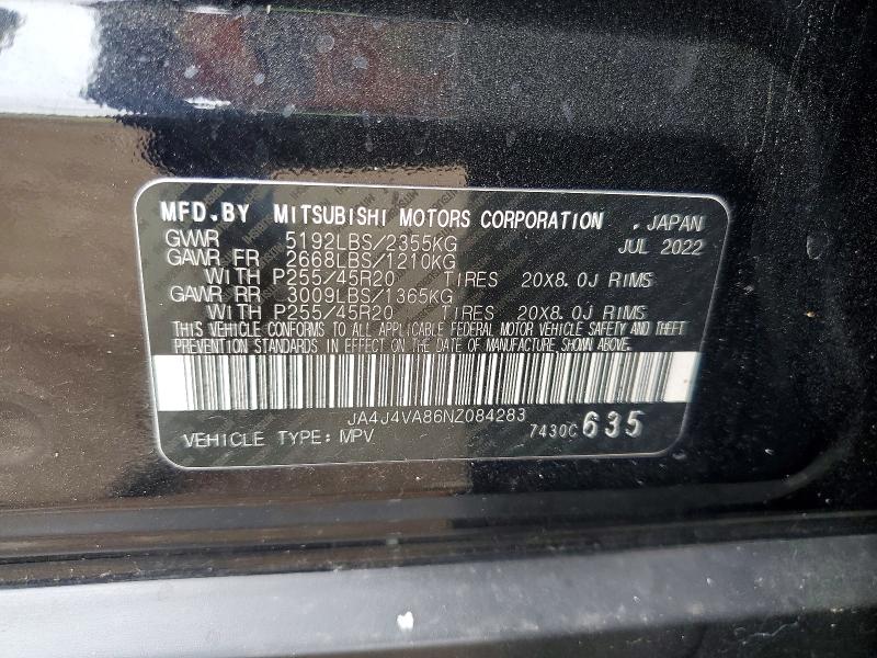 Продаж на аукціоні авто 2022 Mitsubishi Outlander, vin: JA4J4VA86NZ084283, номер лоту: 47539126