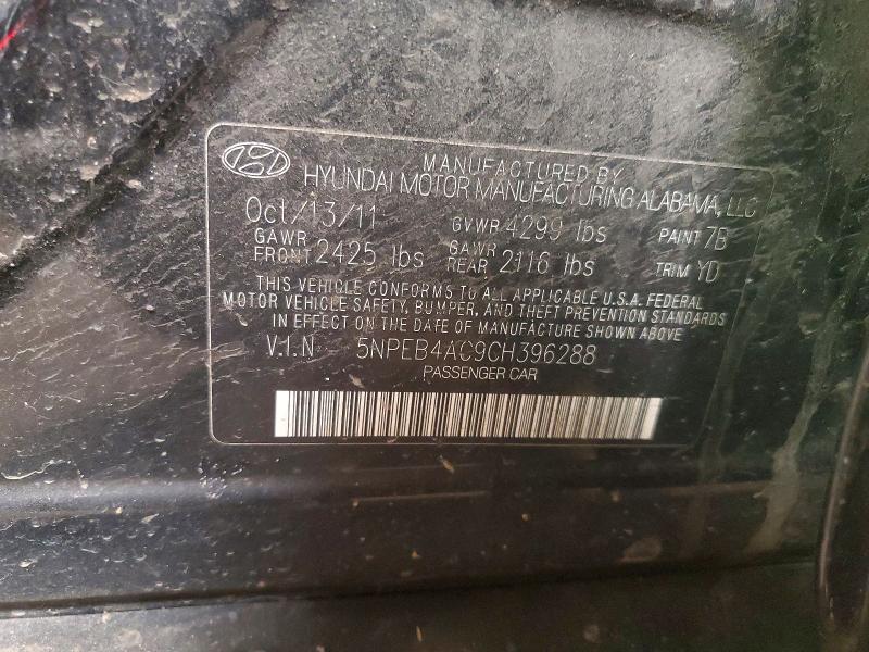 45819336 :رقم المزاد ، 5NPEB4AC9CH396288 vin ، 2012 Hyundai Sonata مزاد بيع