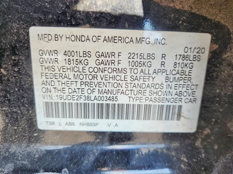 45689916 :رقم المزاد ، 19UDE2F38LA003485 vin ، 2020 Acura Ilx مزاد بيع
