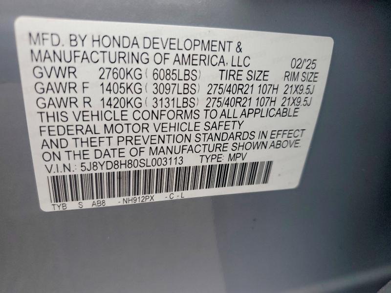 Продажа на аукционе авто 2025 Acura Mdx, vin: 5J8YD8H80SL003113, номер лота: 79285525