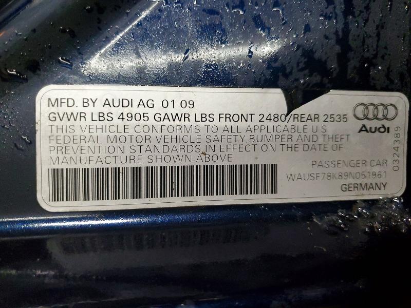 Aukcja sprzedaży 2009 Audi A4, vin: WAUSF78K89N051961, numer aukcji: 45844716