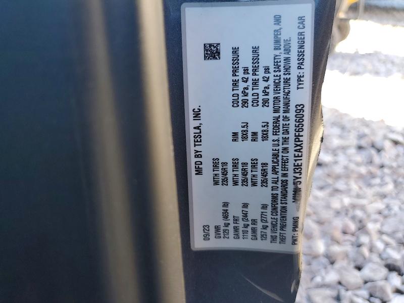 Aukcja sprzedaży 2023 Tesla Model 3, vin: 5YJ3E1EAXPF656093, numer aukcji: 41606416