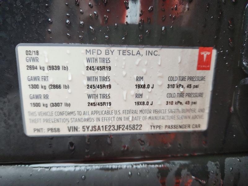 Продажа на аукционе авто 2018 Tesla Model S, vin: 5YJSA1E23JF245822, номер лота: 79470275