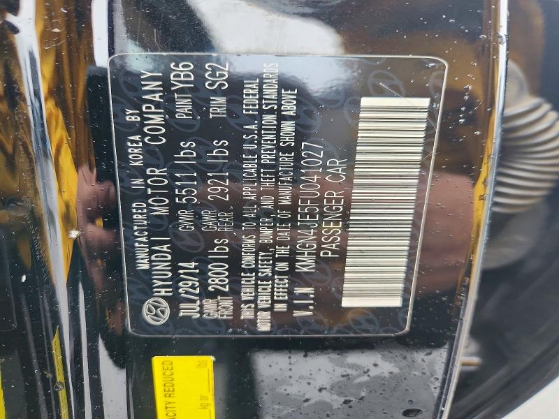 2015 Hyundai Genesis მანქანა იყიდება აუქციონზე, vin: KMHGN4JE5FU041027, აუქციონის ნომერი: 45465366