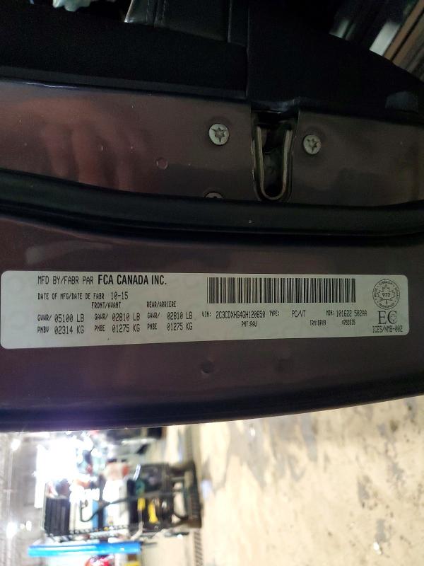 46896656 :رقم المزاد ، 2C3CDXHG4GH120650 vin ، 2016 Dodge Charger مزاد بيع