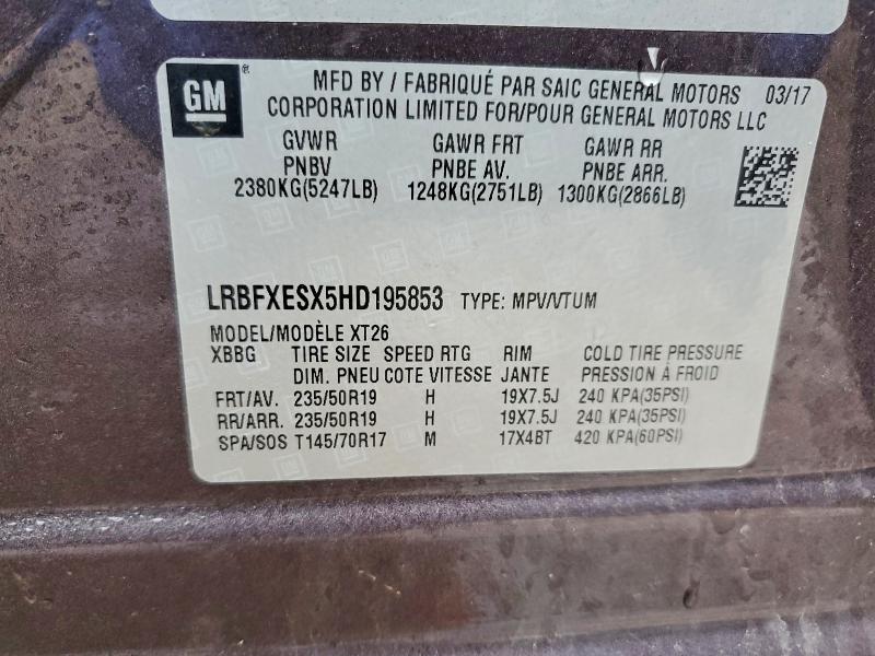Продаж на аукціоні авто 2017 Buick Envision, vin: LRBFXESX5HD195853, номер лоту: 79769305