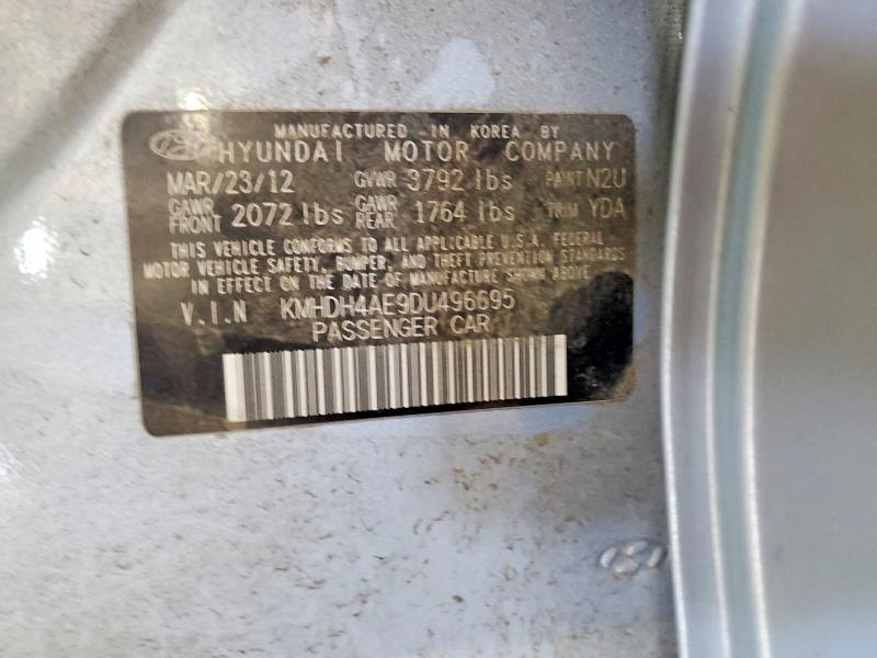 2013 Hyundai Elantra მანქანა იყიდება აუქციონზე, vin: KMHDH4AE9DU496695, აუქციონის ნომერი: 79952875