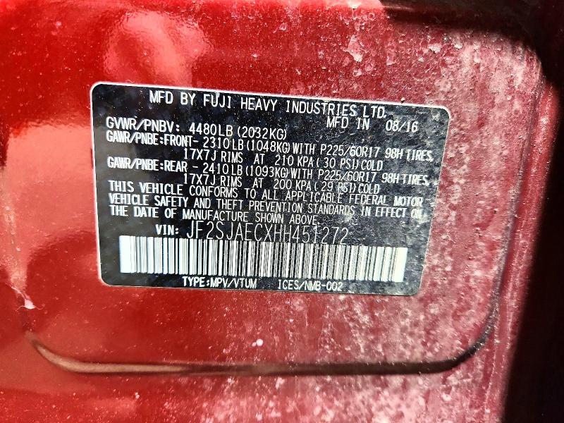 Aukcja sprzedaży 2017 Subaru Forester, vin: JF2SJAECXHH451272, numer aukcji: 46729486
